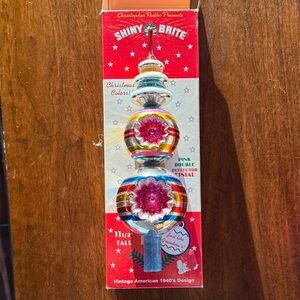 Christopher Radko Pink and Gold Double Reflector Ornament 11-1/2” Tall